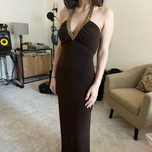 Betsy & Adam by Linda Bernell Choclate Brown evening dress. Size 8. Vintage y2k.